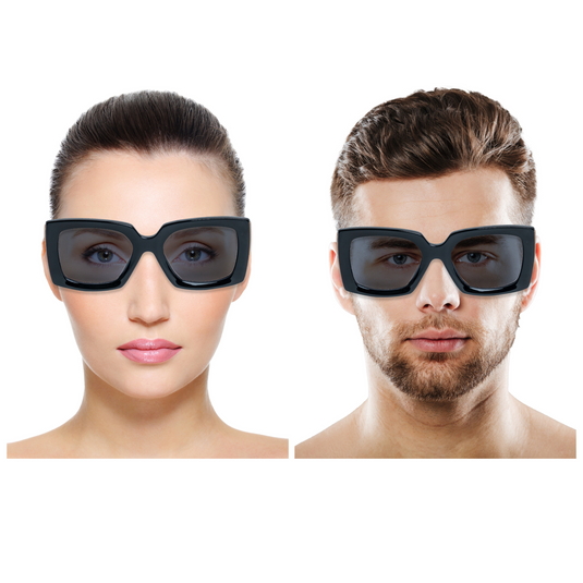 Chokore Vintage Square Lens Thick Sunglasses with UV 400 Protection (Black)