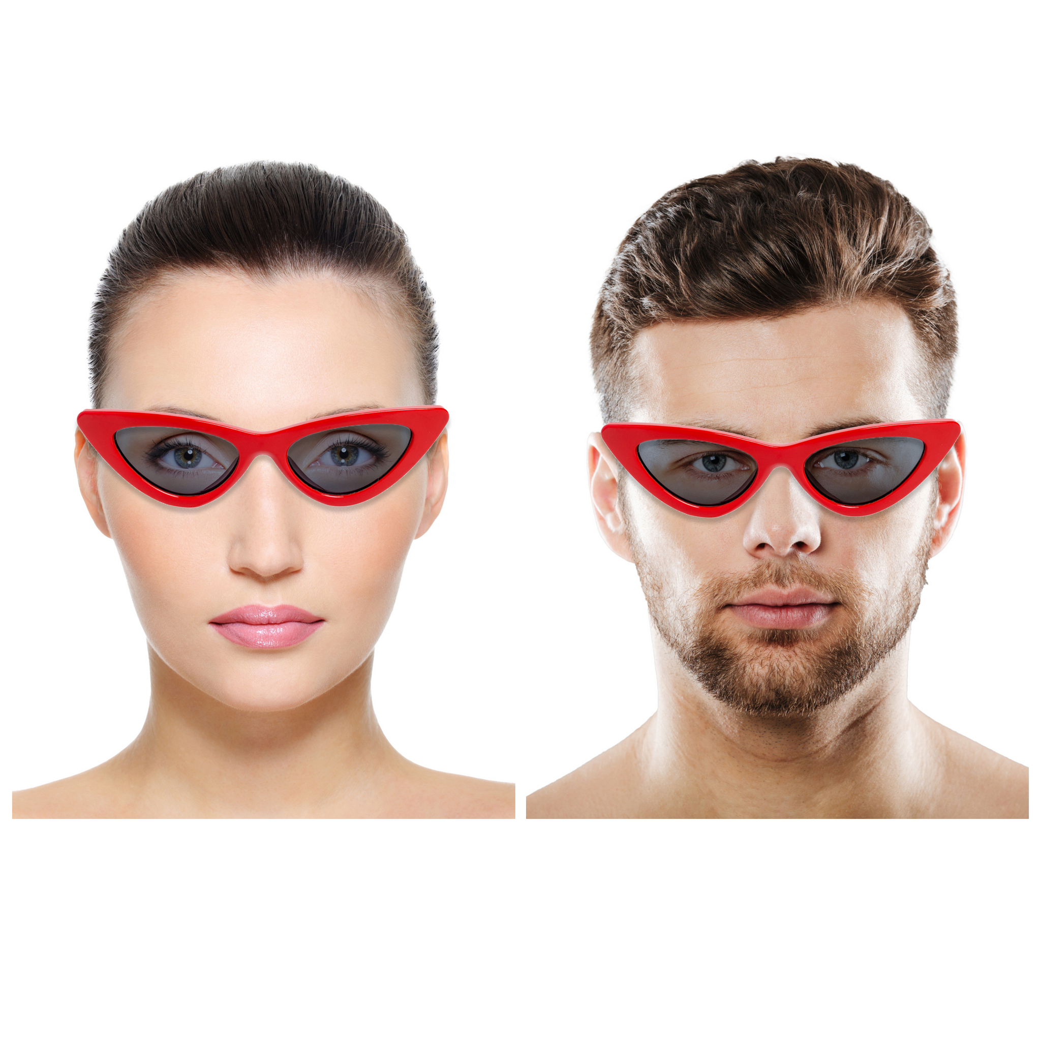 Chokore Retro Cat-Eye Sunglasses with UV 400 Protection (Red)