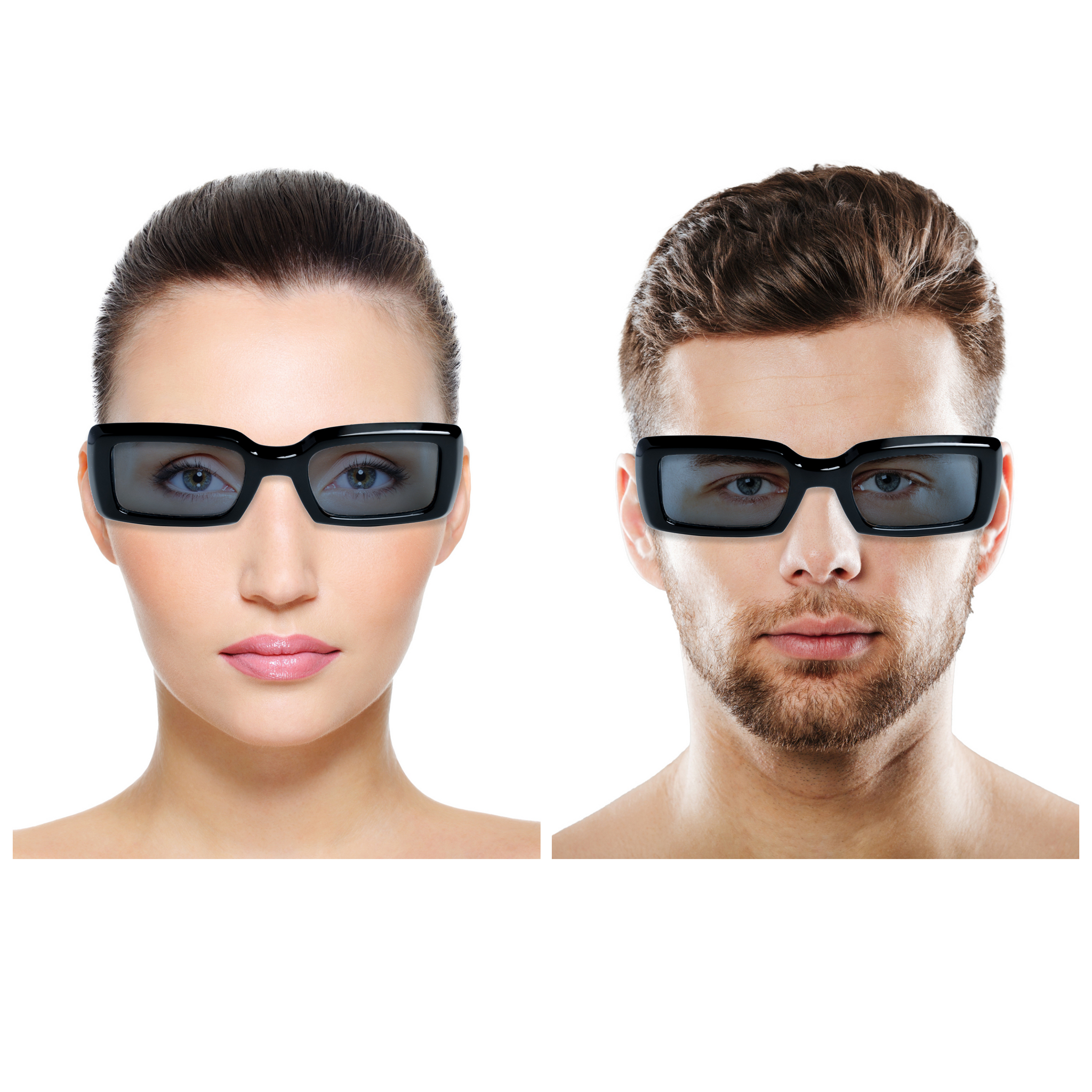 Chokore Rectangle Retro Sunglasses with UV Protection (Black)