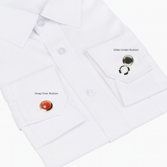 Gold & Coral Stone Brass Cuff Buttons Easy-Fit Luxurious Wear