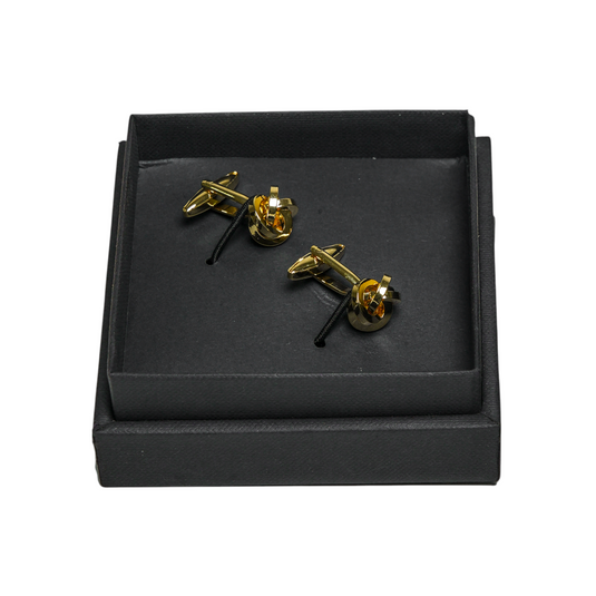 Classic Gold Knot Brass Cufflinks – Timeless Formal Wear