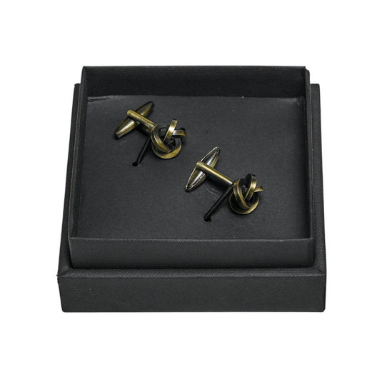 Antique Brass Knot Cufflinks Vintage Formal Wear