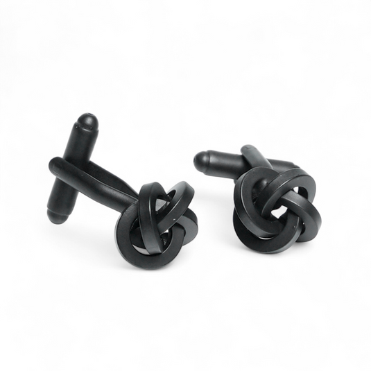 Matte Black Knot Brass Cufflinks â€“ Modern Elegant Wear