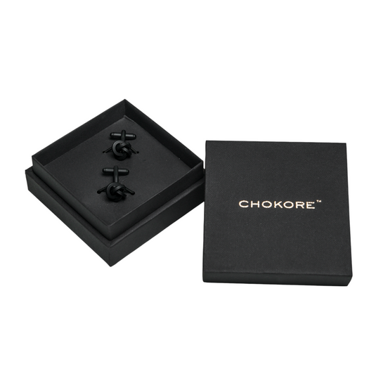 Matte Black Knot Brass Cufflinks â€“ Modern Elegant Wear