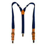 Chokore  Chokore Y-shaped Suspenders with Leather detailing and adjustable Elastic Strap (Navy Blue)