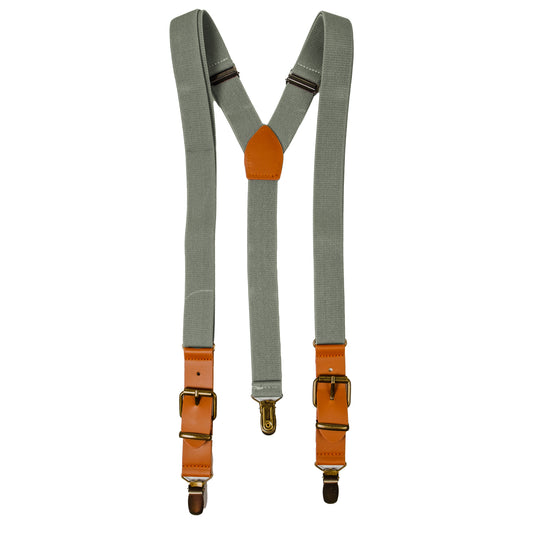Chokore Chokore Y-shaped Suspenders with Leather detailing and adjustable Elastic Strap (Lichen) 