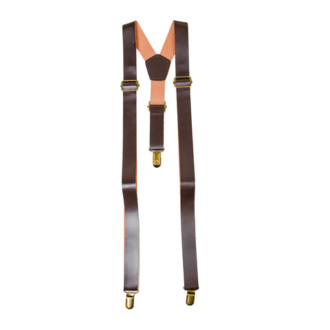 Chokore Y-shaped PU Leather Suspenders with Finger Clips (Chocolate Brown) - Chokore Y-shaped PU Leather Suspenders with Finger Clips (Chocolate Brown)