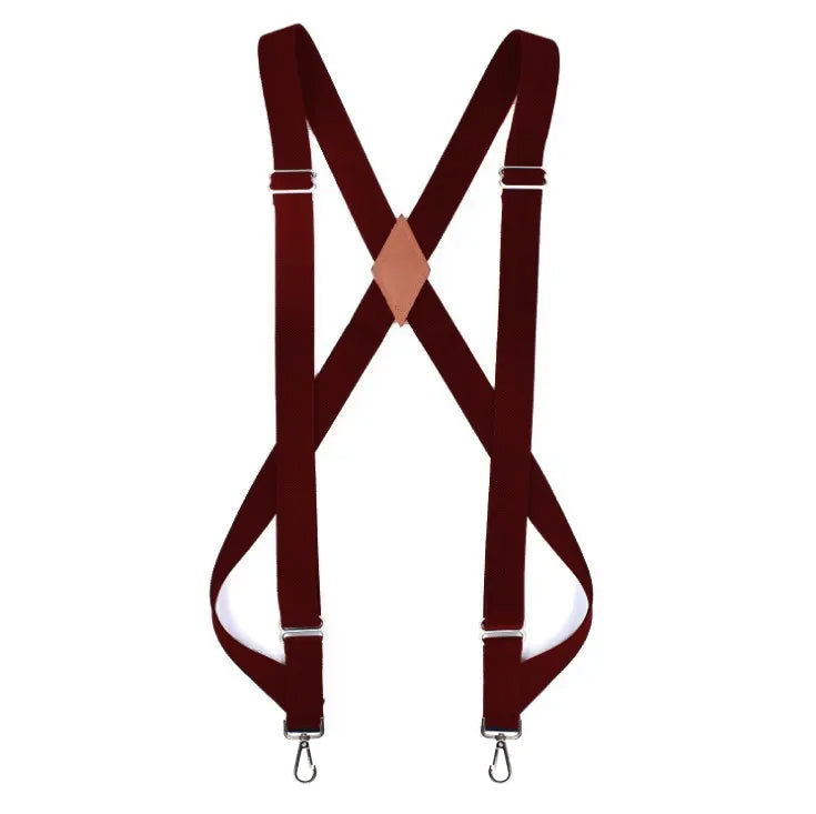 Chokore X-shaped Snap Hook Suspenders (Wine Red)