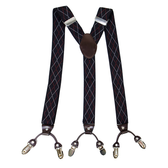 Chokore Stretchy Y-shaped Suspenders with 6-clips (Black & Gray)