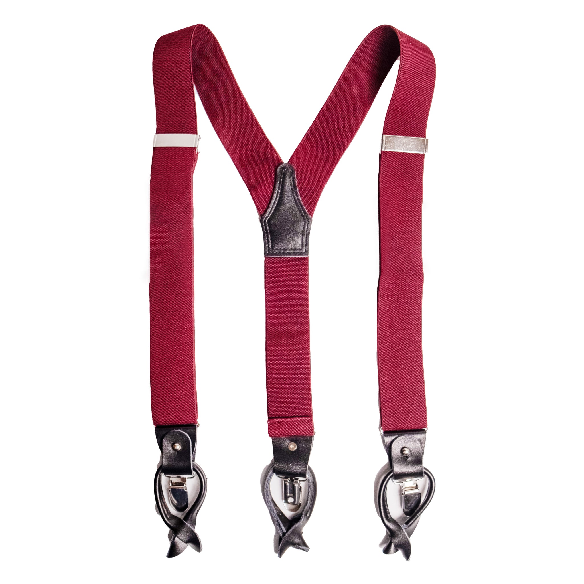 Chokore Y-shaped Plain Convertible Suspenders (Burgundy)