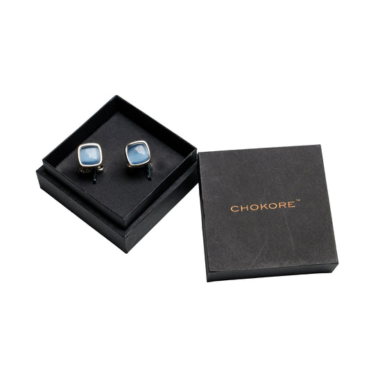 Chokore Squircle Cufflinks with Stone (Light Blue)