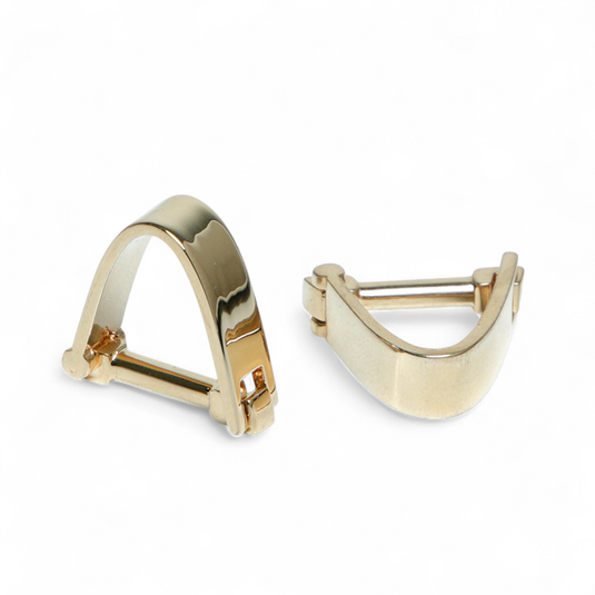 Gold Stirrup-Shaped Brass Cufflinks â€“ Unique Elegant Wear