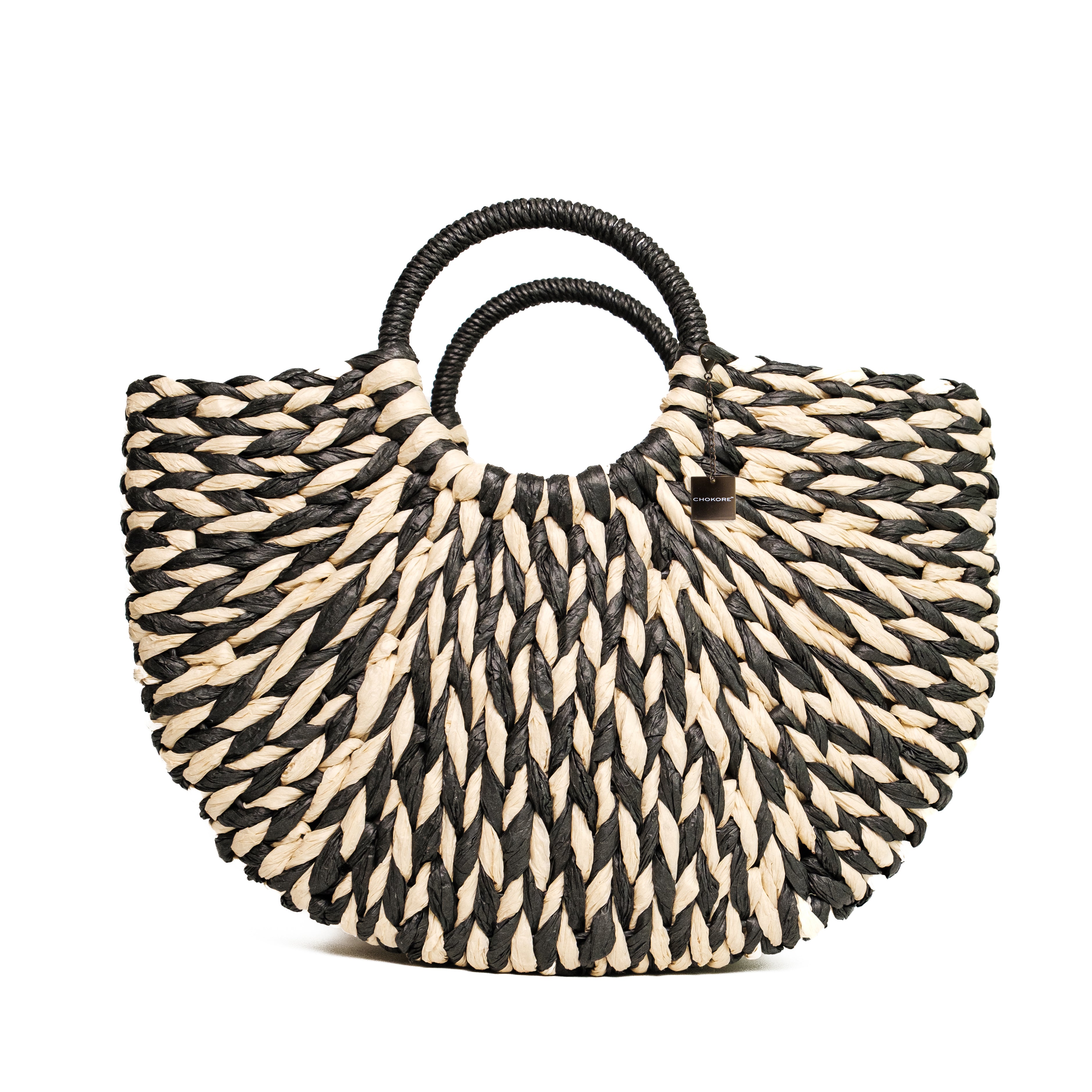 chokore Chokore Black and White Rattan Handbag