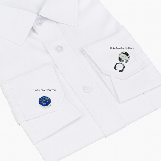 Blue Enamel Filigree Brass Cuff Buttons – Easy-Fit Elegant Wear