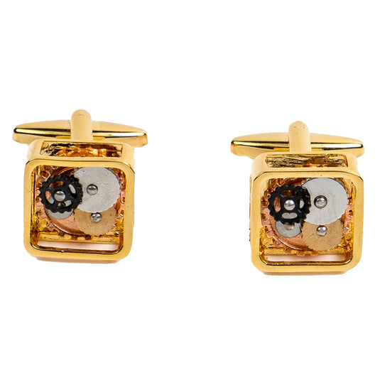 Mechanical Gear Gold Brass Cufflinks – Unique & Stylish Wear