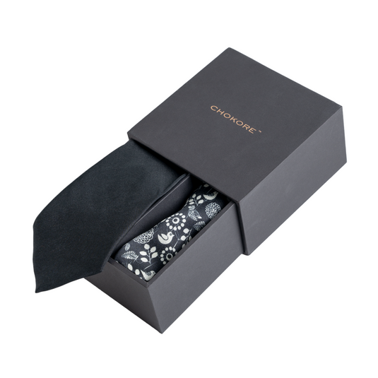 Chokore Special 2-in-1 Black Gift Set (Pocket Square & Tie)
