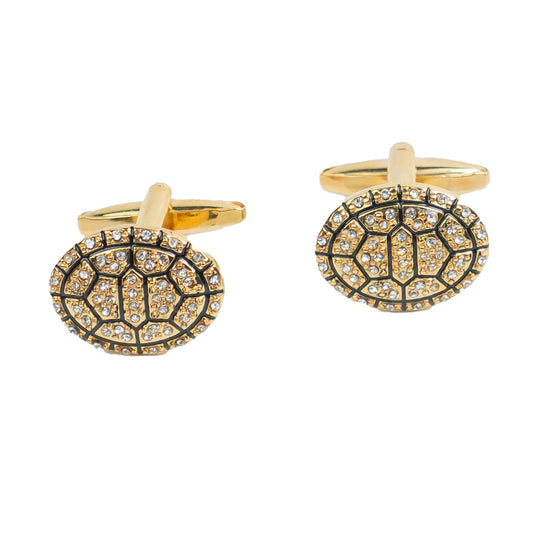 Chokore Gold Mosaic Crystal Brass Cufflinks – Luxurious Festive Wear 