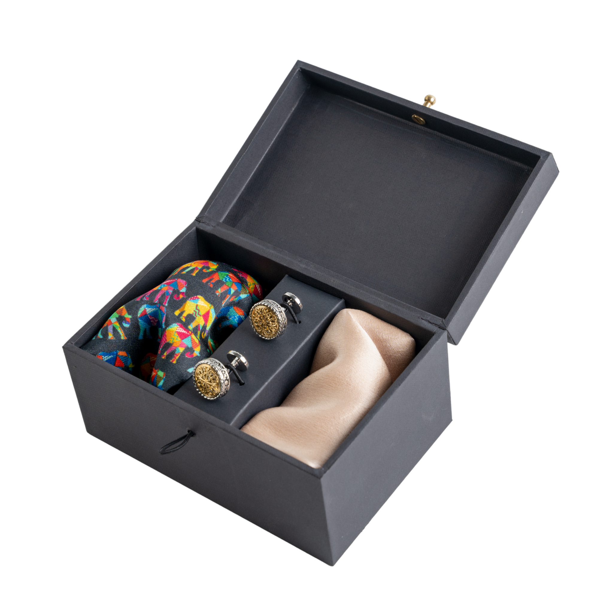 Chokore Special 3-in-1 Gift Set, Beige (2 Pocket Squares and Cufflinks)