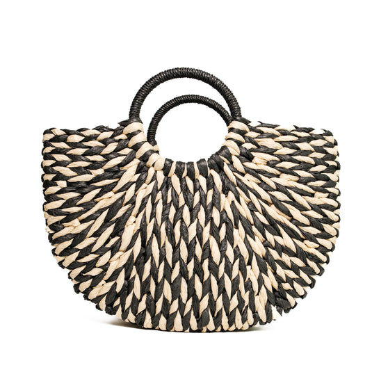 Chokore Black and White Rattan Handbag