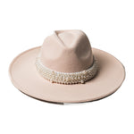 Chokore  Chokore Pearl embellished Fedora Hat (Beige)