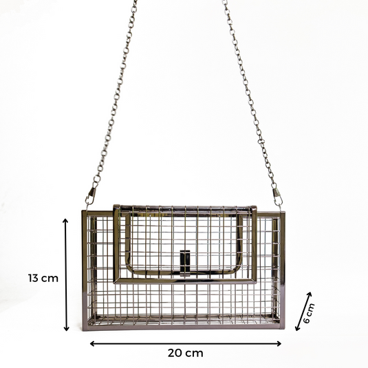 Chokore Metallic Cage Handbag (Metallic Black)