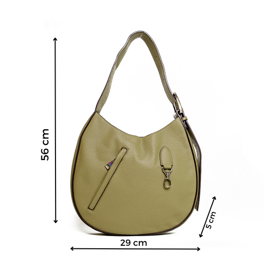 Chokore Chokore Round Hobo Bag with Shoulder Belt (Green) 