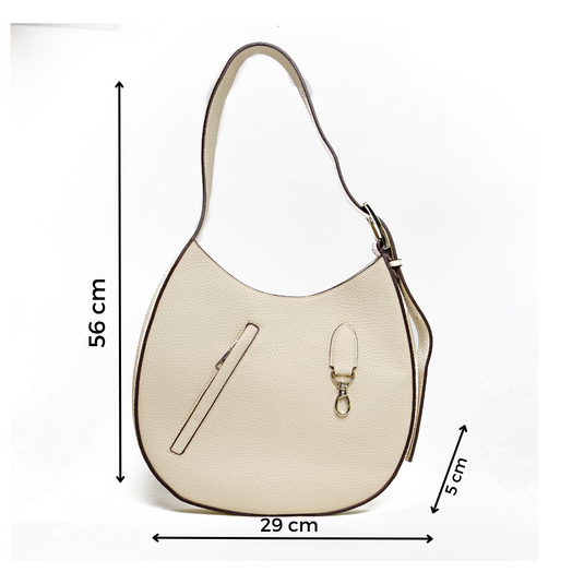 Chokore Chokore Round Hobo Bag with Shoulder Belt (White) 