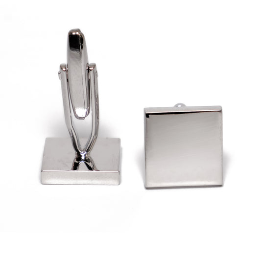 Classic Square Silver Brass Cufflinks – Office & Formal Wear