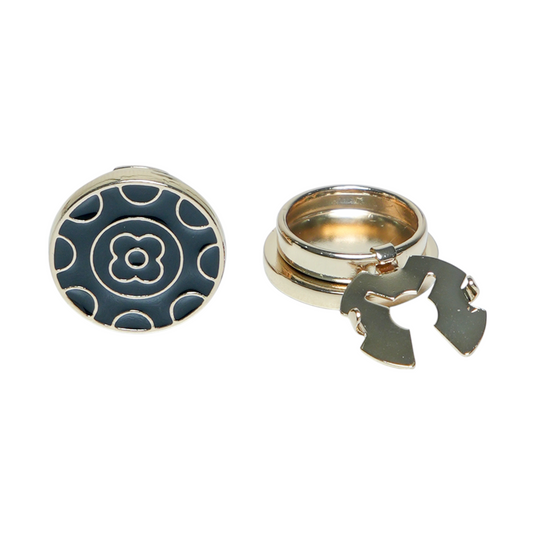 Black Enamel Floral Gold Brass Cuff Buttons – Easy-Fit Formal Wear