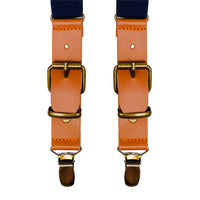 Chokore Chokore Y-shaped Suspenders with Leather detailing and adjustable Elastic Strap (Navy Blue)