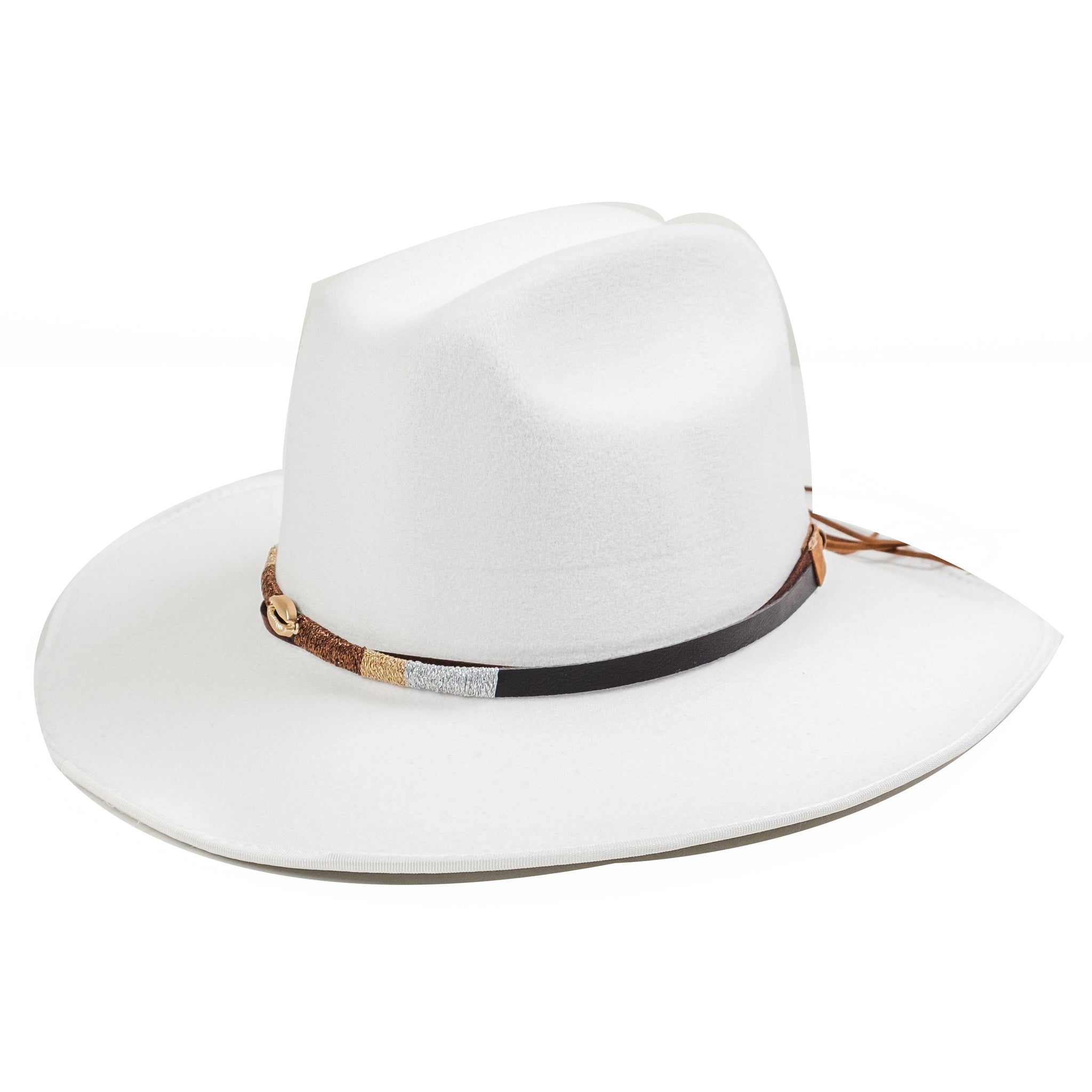 Chokore Cowboy Hat with Shell Belt (White)