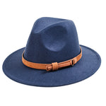Chokore Chokore Fedora Hat with Vegan Leather Belt (Enamel Blue) 