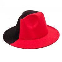 Chokore Chokore Half and Half Fedora Hat (Red & Black)