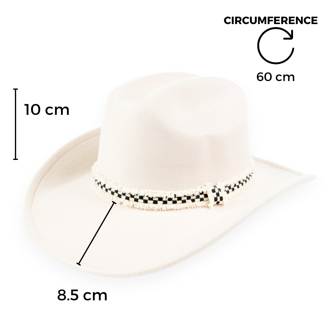 Chokore Rolled Brim Cowboy Hat with Ribbon (Beige)