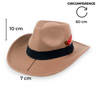 Chokore Chokore Cowboy Hat with Feather Details (Khaki)