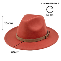 Chokore Chokore Pinched Fedora Hat with PU Leather Belt (Caramel)