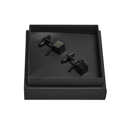 Gunmetal Square Brass Cuff Buttons â€“ Easy-Fit Modern Formal Wear