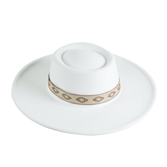 Chokore Retro Concave Fedora Hat (White)