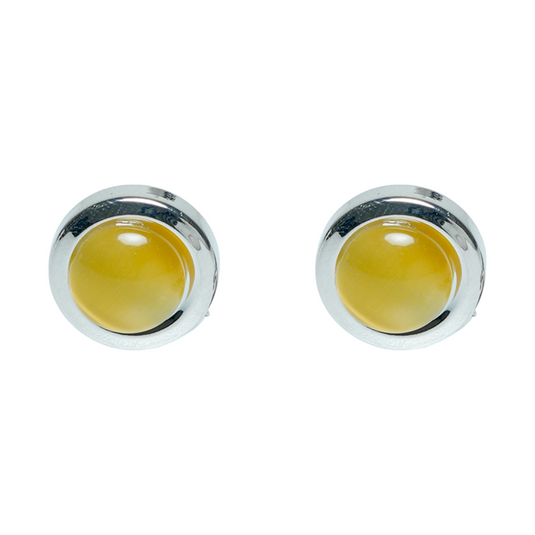Yellow Stone Silver Brass Cuff Buttons – Easy-Fit Festive Wear