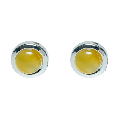 Yellow Stone Silver Brass Cuff Buttons – Easy-Fit Festive Wear