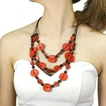 Chokore  Chokore Multi-layer Long Coconut Shell Necklace (Red)
