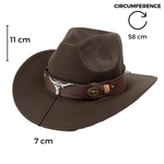 Chokore Chokore Pinched Cowboy Hat with Ox head Belt (Chocolate Brown) 