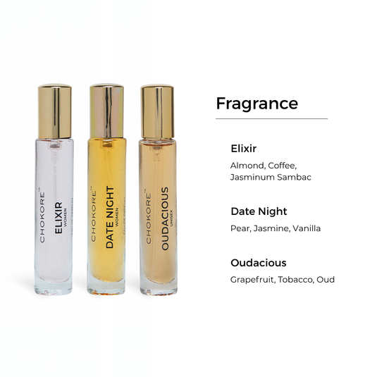 Elixir Â· Date Night Â· Oudacious | 3 x 15ml / 20ml Perfume Combo For Women | (Evening / Night)