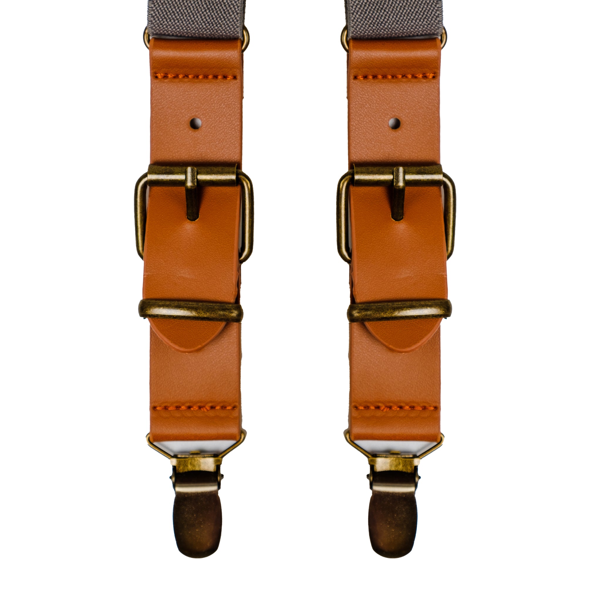 Chokore Y-shaped Suspenders with Leather detailing and adjustable Elastic Strap (Light Gray)