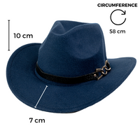 Chokore Chokore Cowboy Hat with Silver Buckle & Belt (Navy Blue)