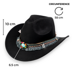 Chokore  Chokore Boho-Tibetan Ethnic Cowboy Hat (Black)
