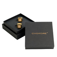 Chokore Chokore Zircon Cufflinks with Black Enamel