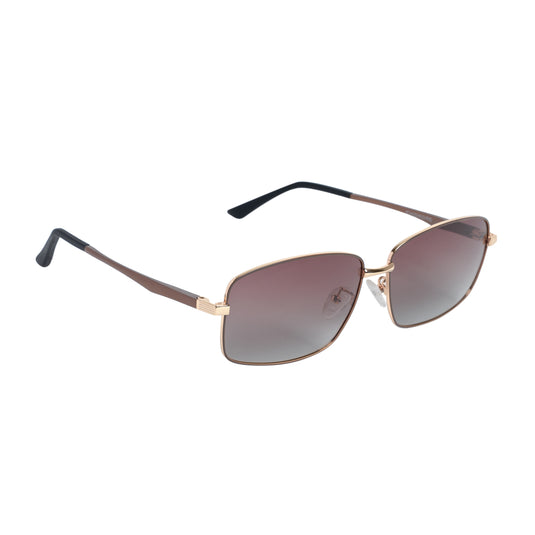 Chokore Rectangular Tinted Sunglasses with UV Protection (Brown & Gold)