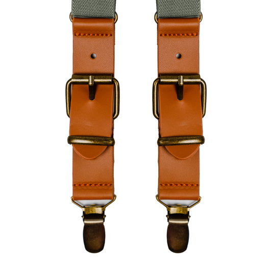 Chokore Chokore Y-shaped Suspenders with Leather detailing and adjustable Elastic Strap (Lichen) 