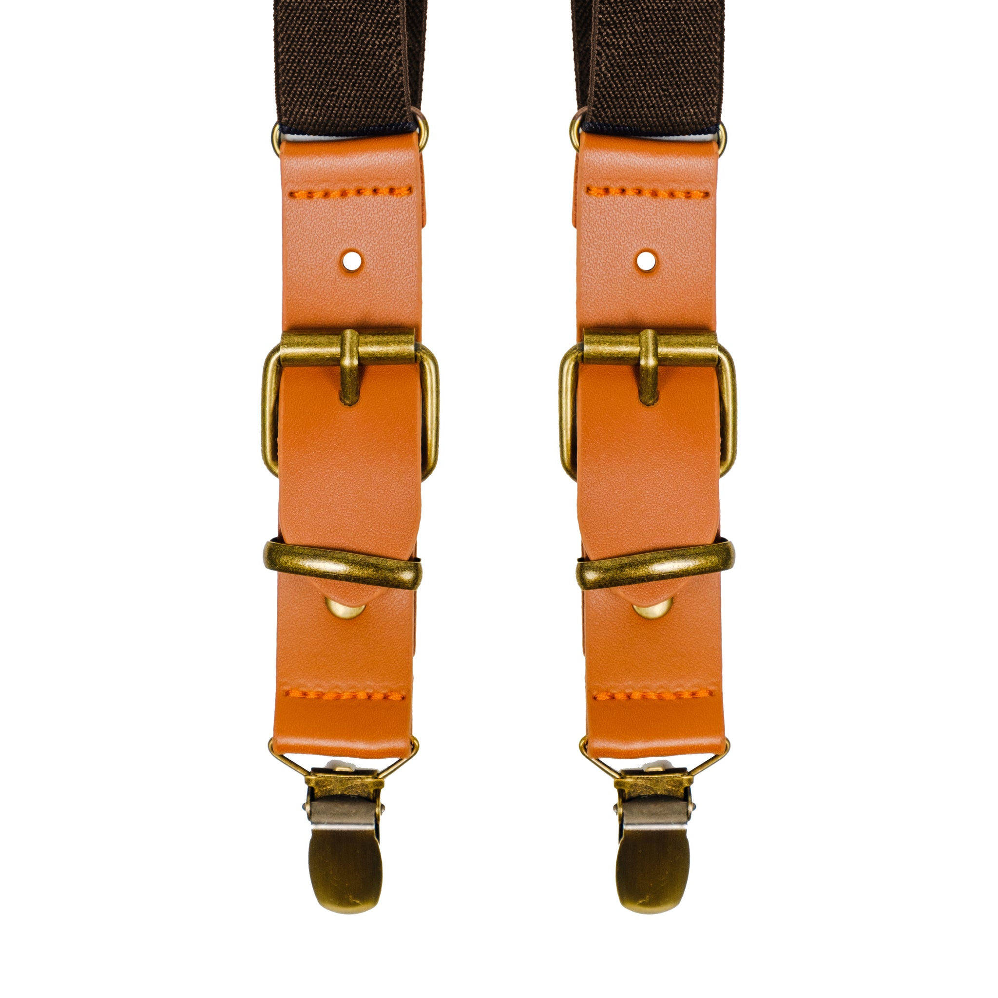 Chokore Y-shaped Suspenders with Leather detailing and adjustable Elastic Strap (Chocolate Brown)